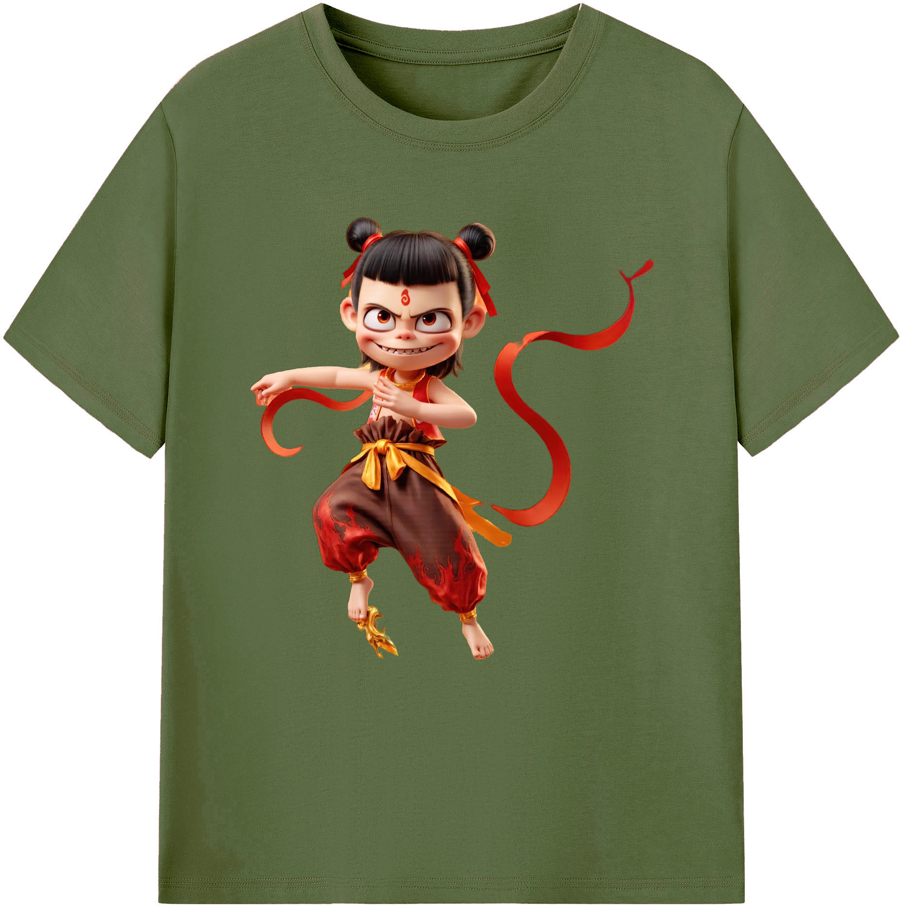 （画像用） Ne Zha 2 ナタ 魔童の大暴れ 綿100％半袖Tシャツ（フロントプリント）